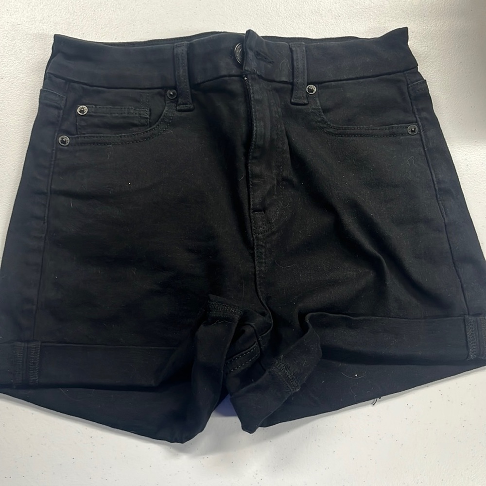black high rise jean shorts